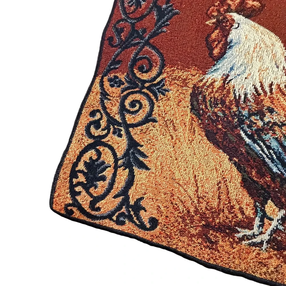 Vtg Farmhouse Rooster Woven Tapestry Place Mat Rustic Kitchen Decor 17.5x12.5